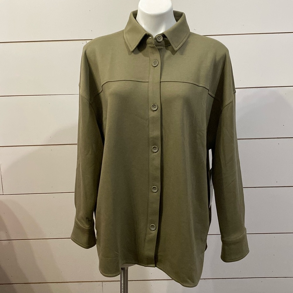 Athleta Olive Green Button-Down Shirt